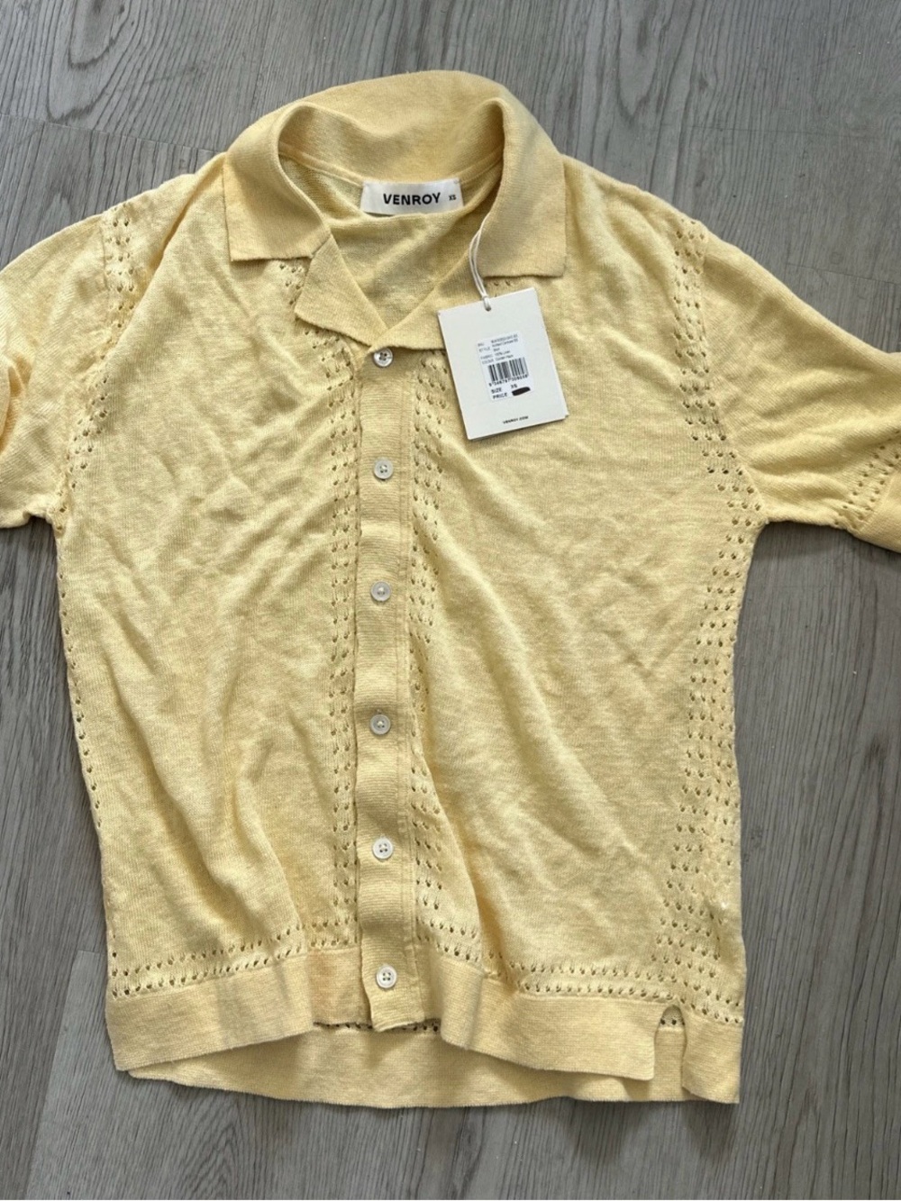 Venroy Yellow Short-Sleeve Knit Button-Up Shirt